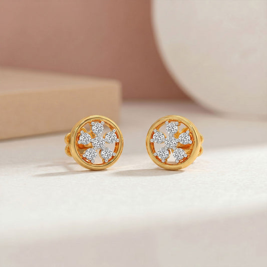 Cluster Stud Diamond Earrings