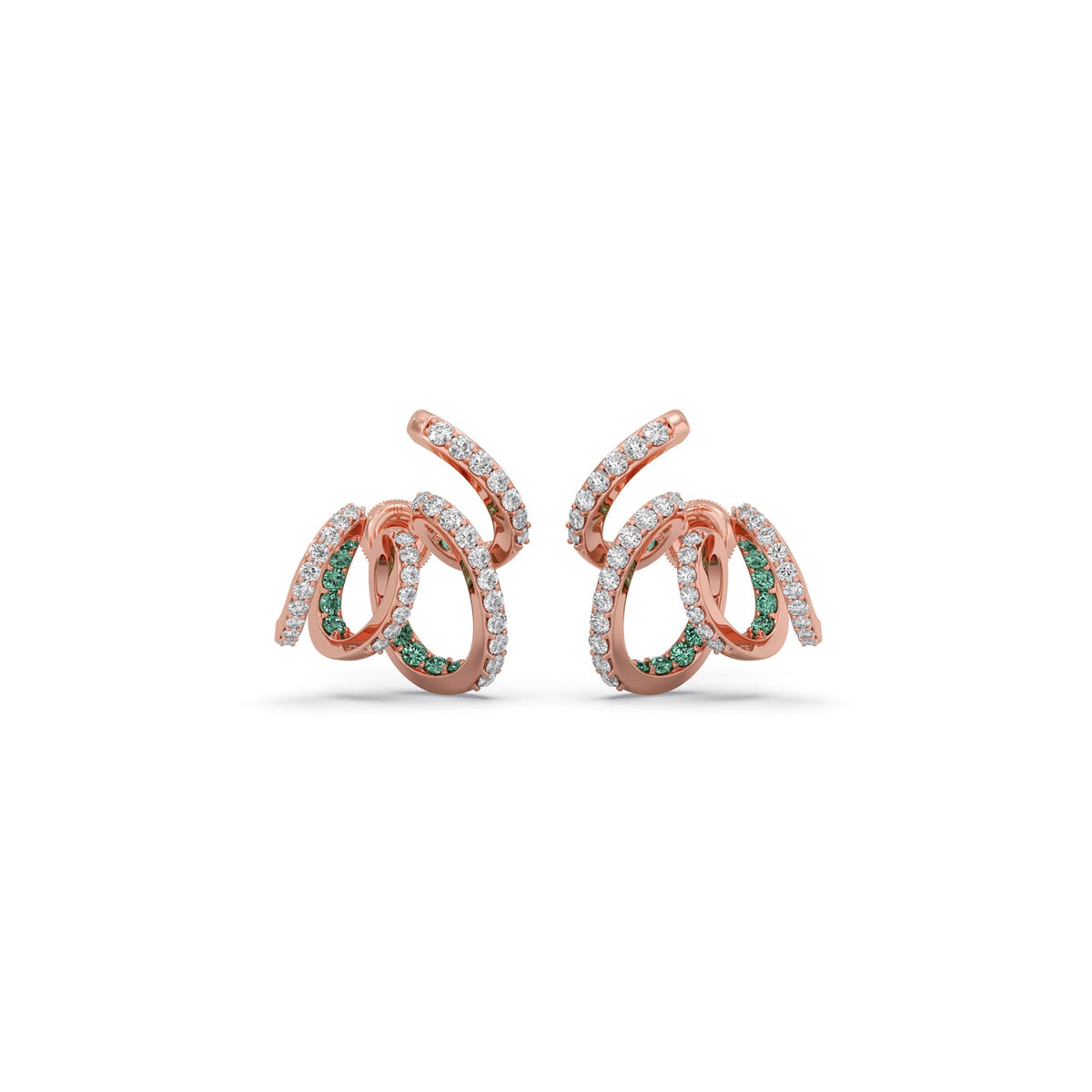 Spiral Gemstone Diamond Earrings