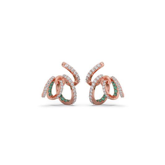 Spiral Gemstone Diamond Earrings