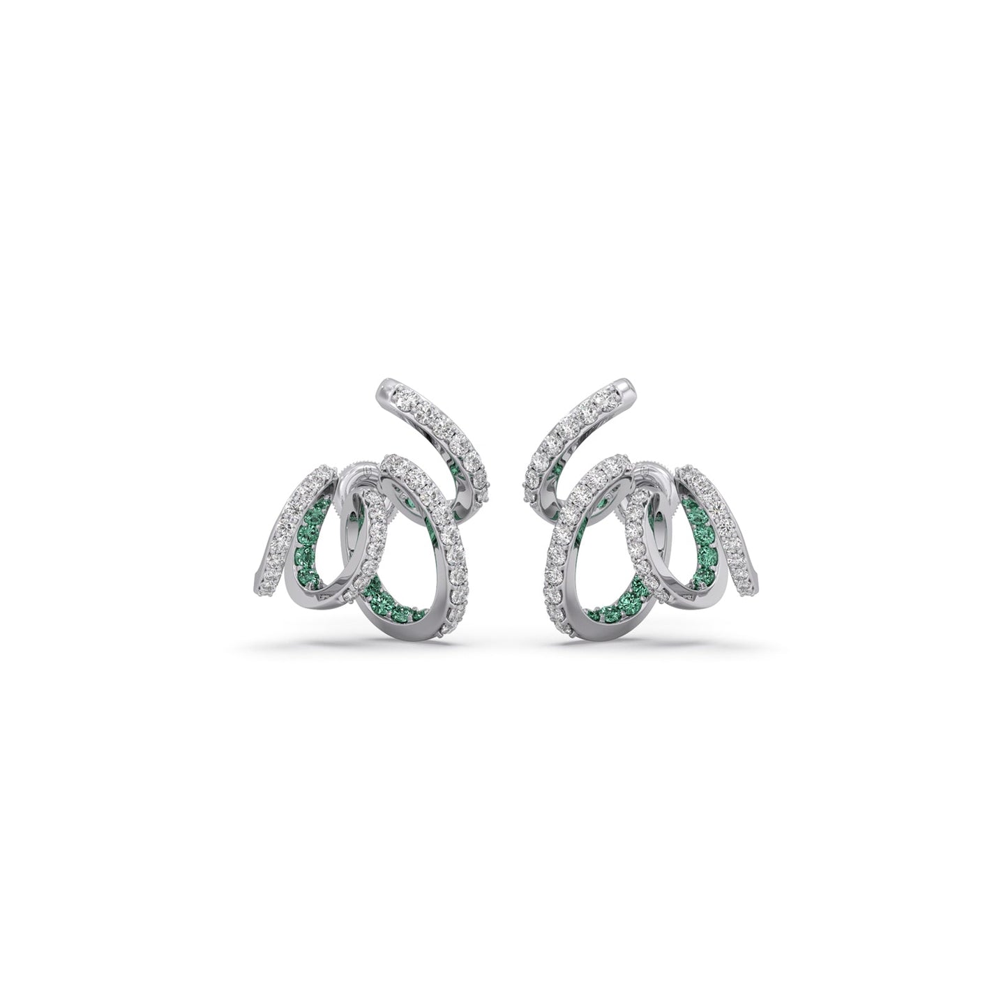 Spiral Gemstone Diamond Earrings