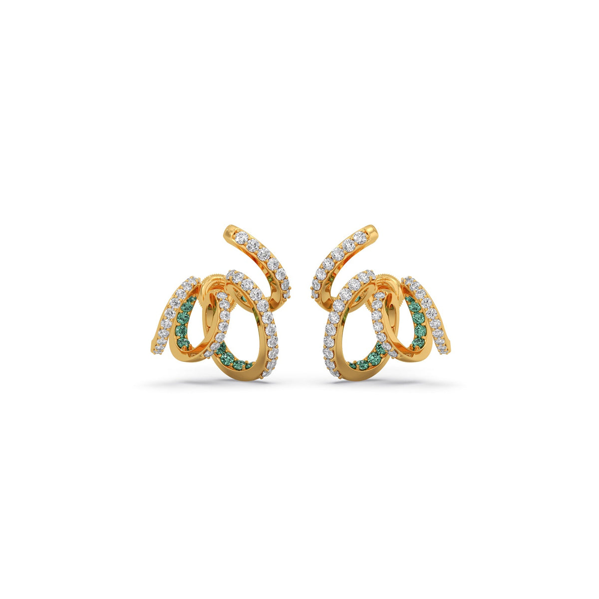 Spiral Gemstone Diamond Earrings