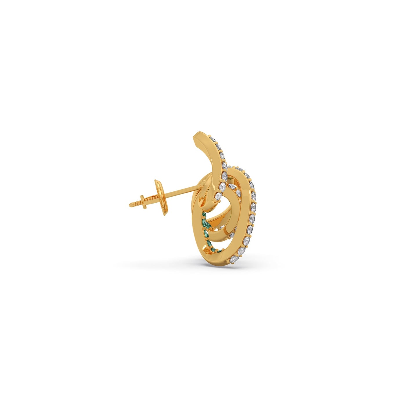 Spiral Gemstone Diamond Earrings
