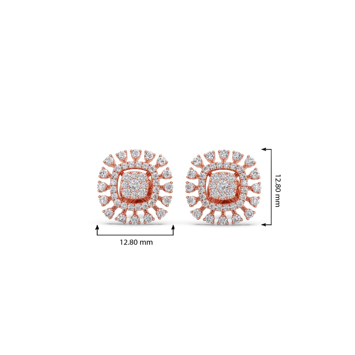Round Diamond Cluster Halo Stud Earrings
