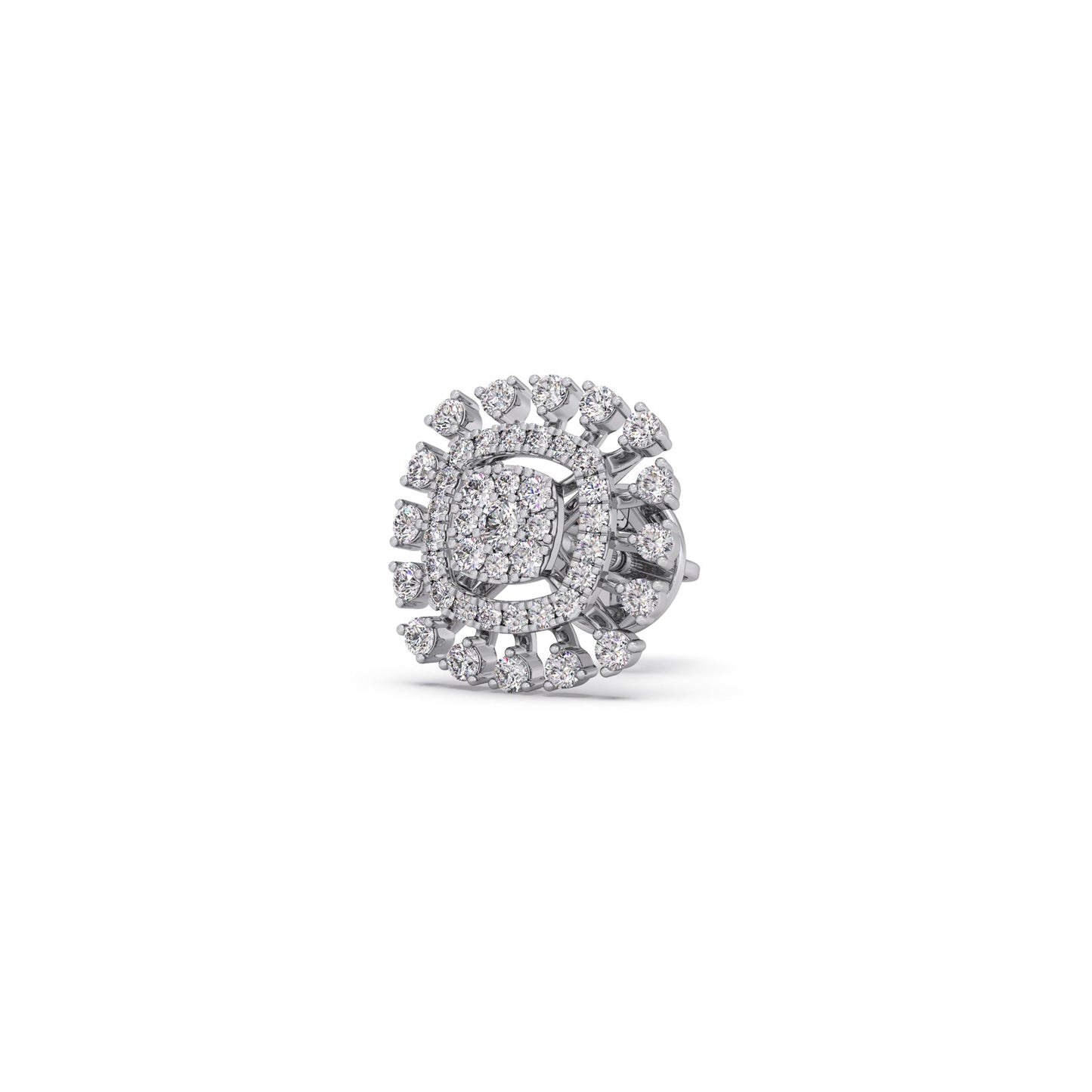 Round Diamond Cluster Halo Stud Earrings