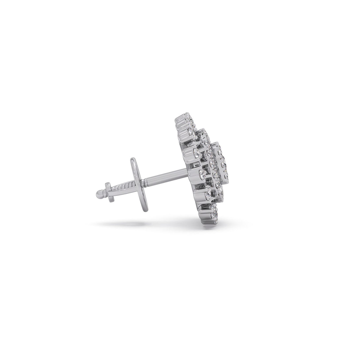 Round Diamond Cluster Halo Stud Earrings