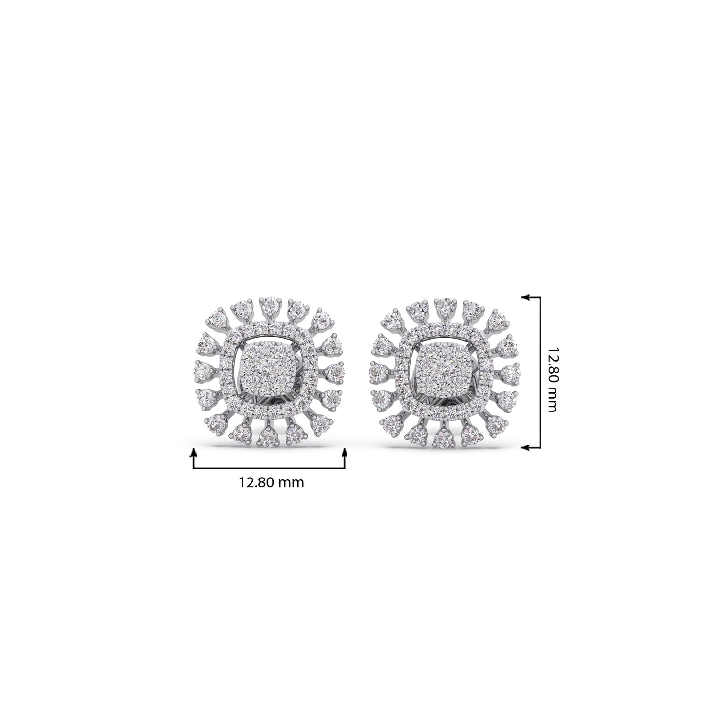 Round Diamond Cluster Halo Stud Earrings
