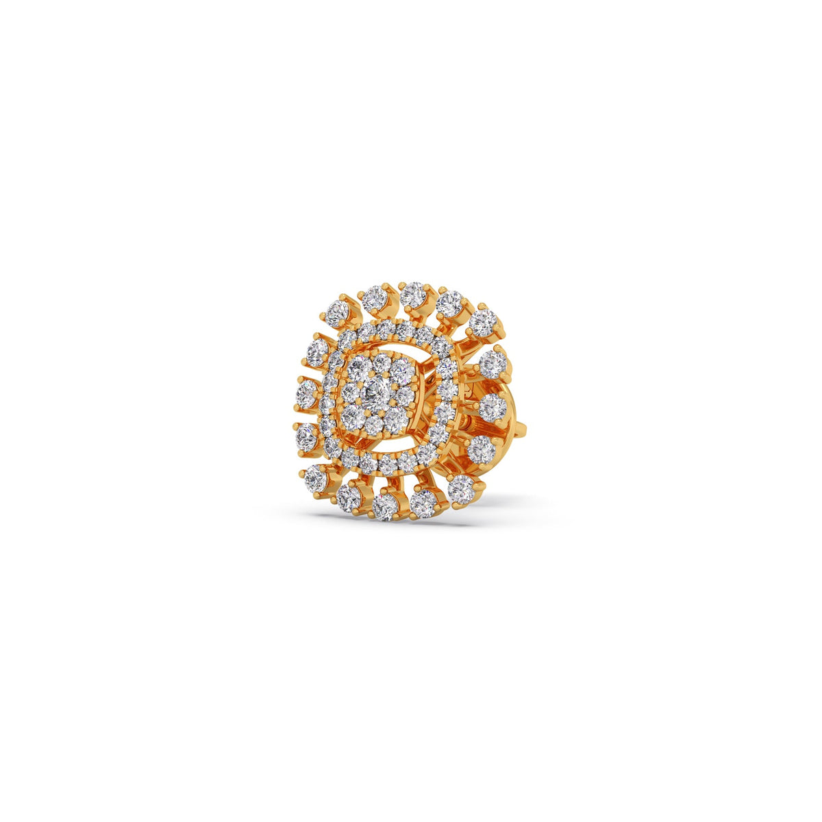 Round Diamond Cluster Halo Stud Earrings