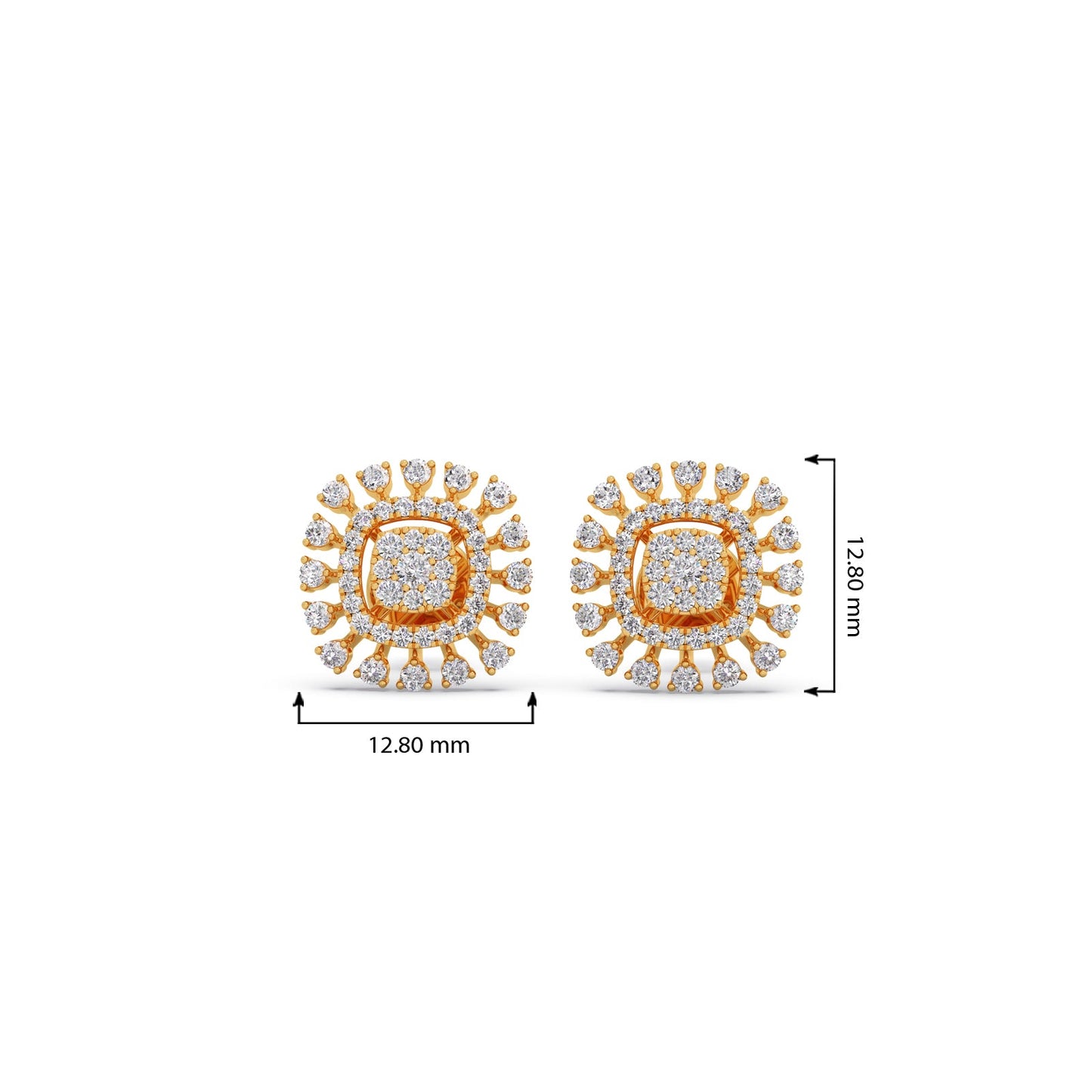 Round Diamond Cluster Halo Stud Earrings