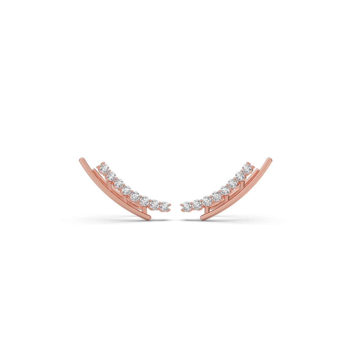 Arc Line Round Diamond Climber Earrings