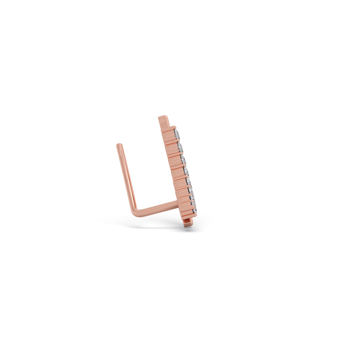 Arc Line Round Diamond Climber Earrings