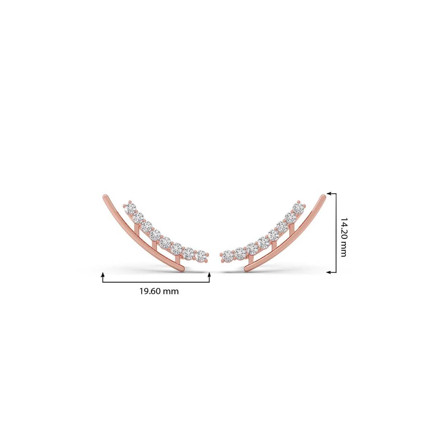 Arc Line Round Diamond Climber Earrings
