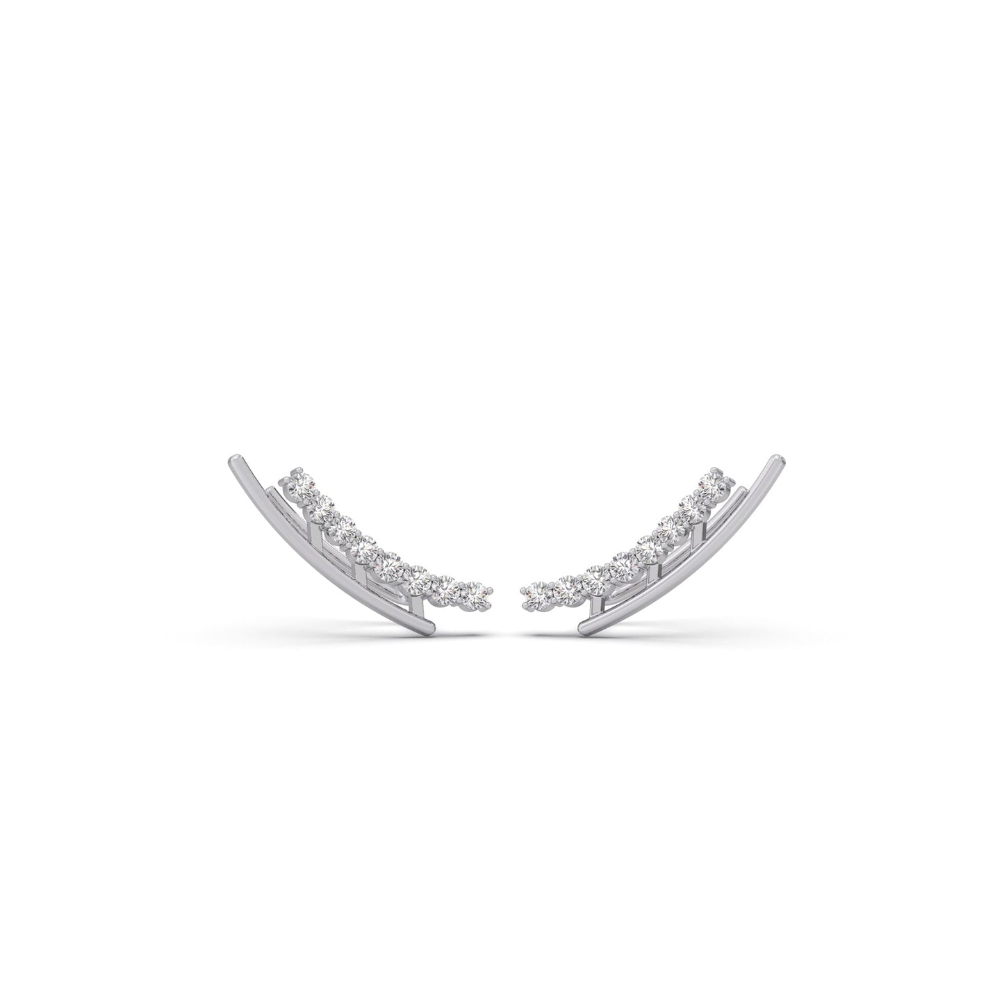 Arc Line Round Diamond Climber Earrings