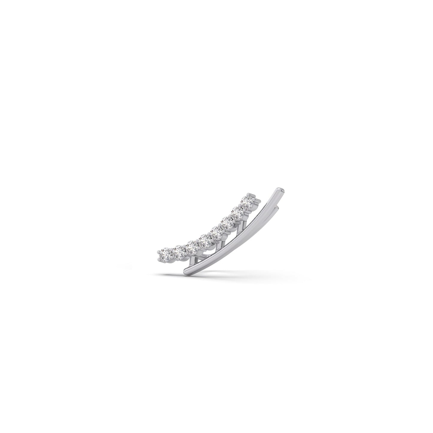 Arc Line Round Diamond Climber Earrings