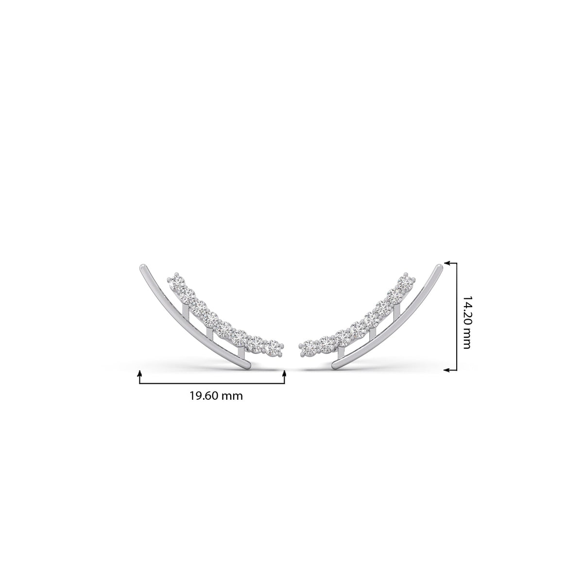 Arc Line Round Diamond Climber Earrings