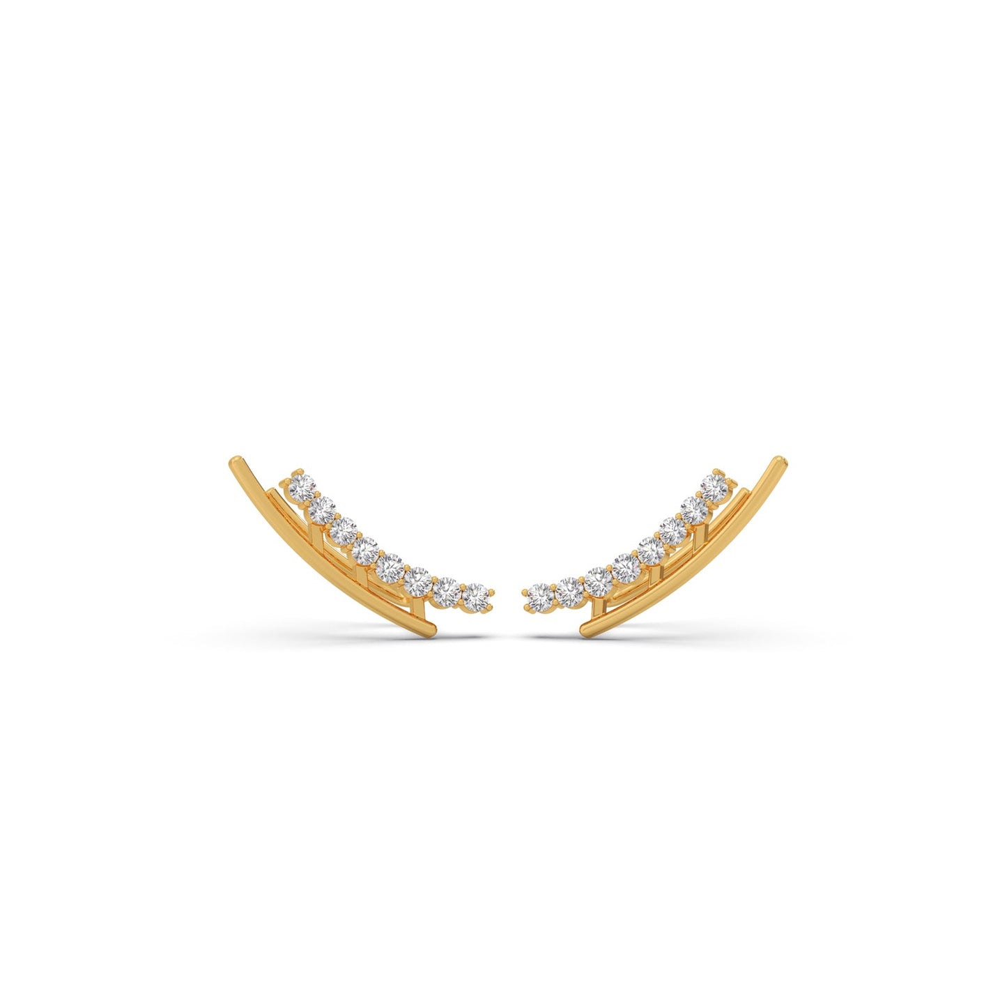 Arc Line Round Diamond Climber Earrings