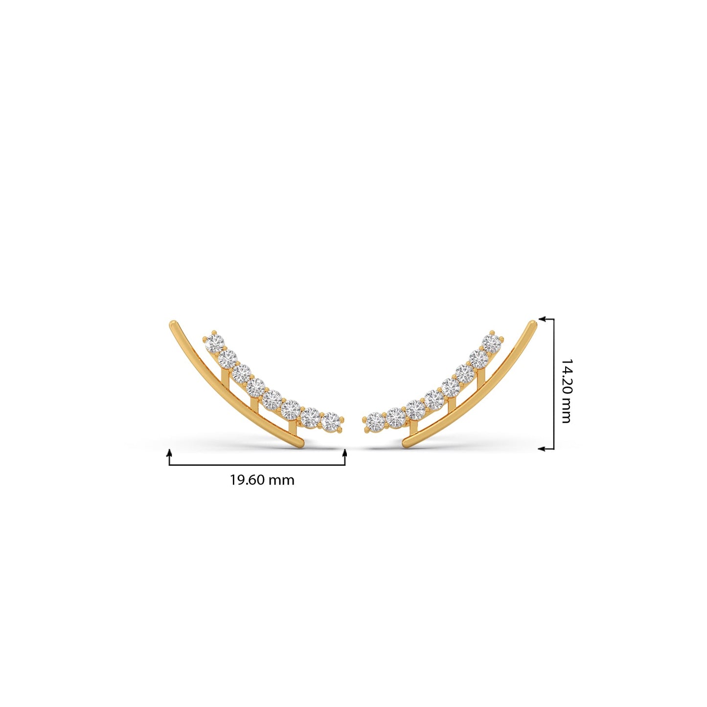 Arc Line Round Diamond Climber Earrings