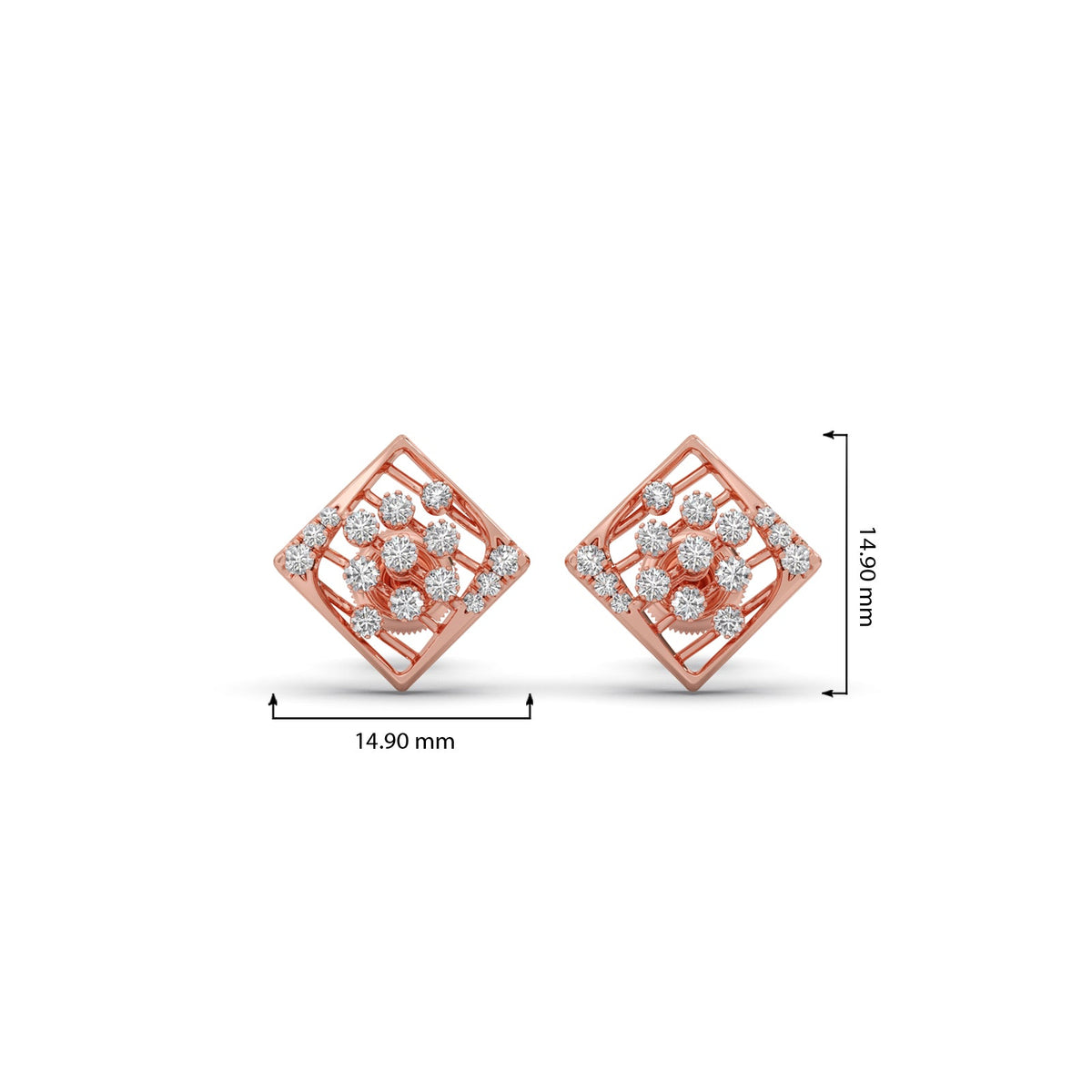 Celestia Square Diamond Stud Earrings