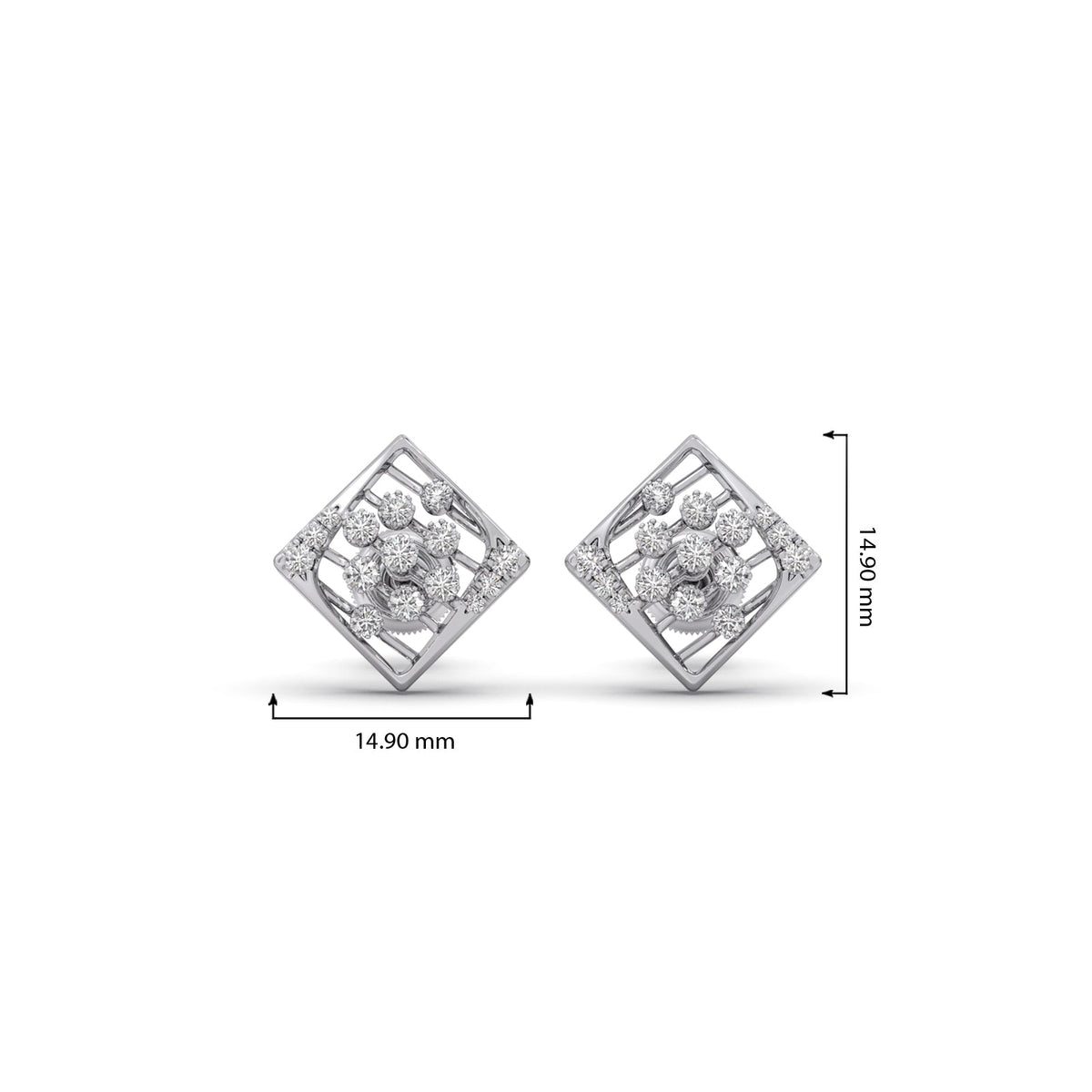 Celestia Square Diamond Stud Earrings