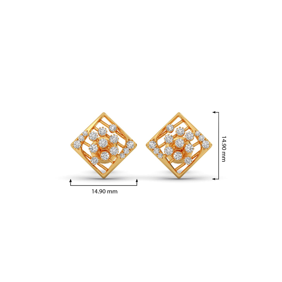 Celestia Square Diamond Stud Earrings