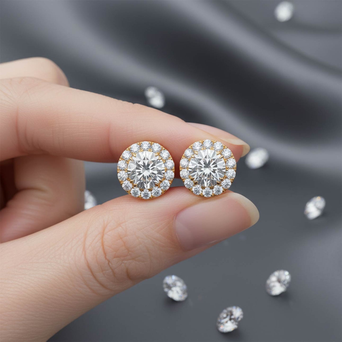 Solstice Halo Round Stud Earrings