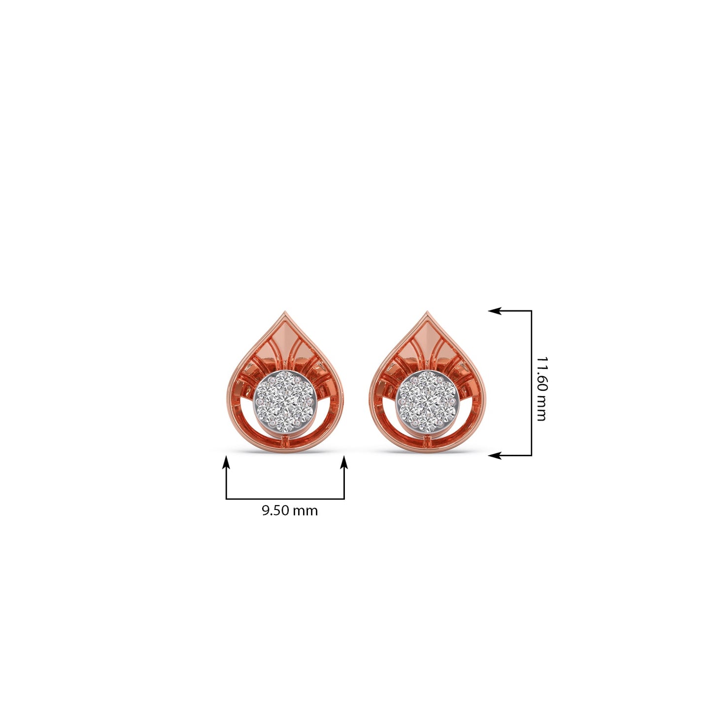 Cluster Drop Diamond Stud Earrings