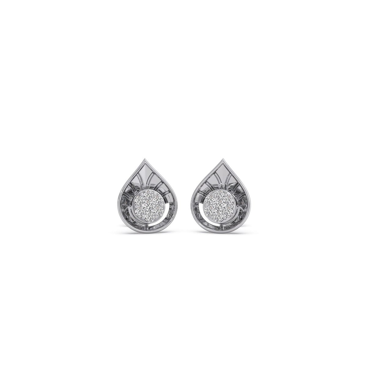 Cluster Drop Diamond Stud Earrings