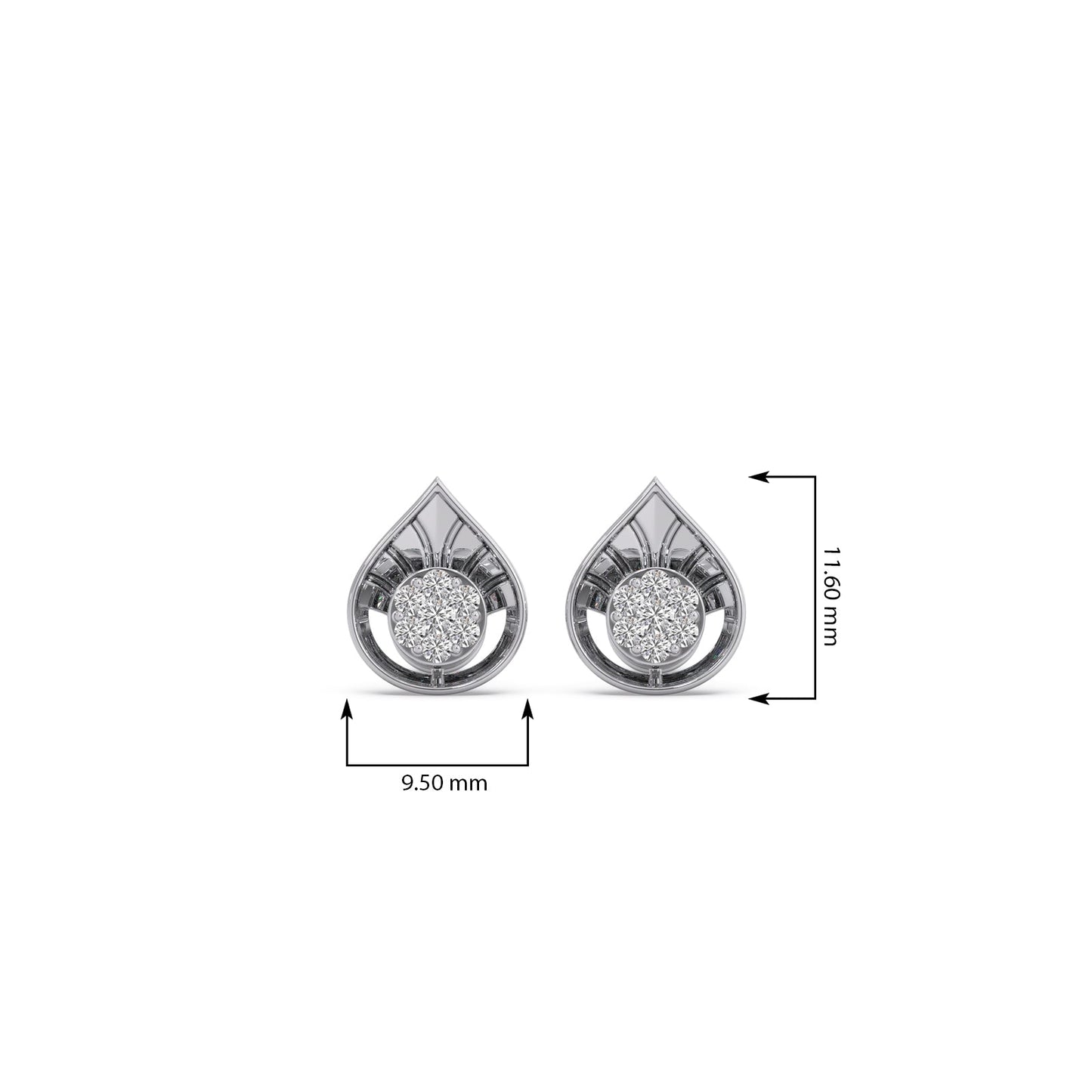 Cluster Drop Diamond Stud Earrings