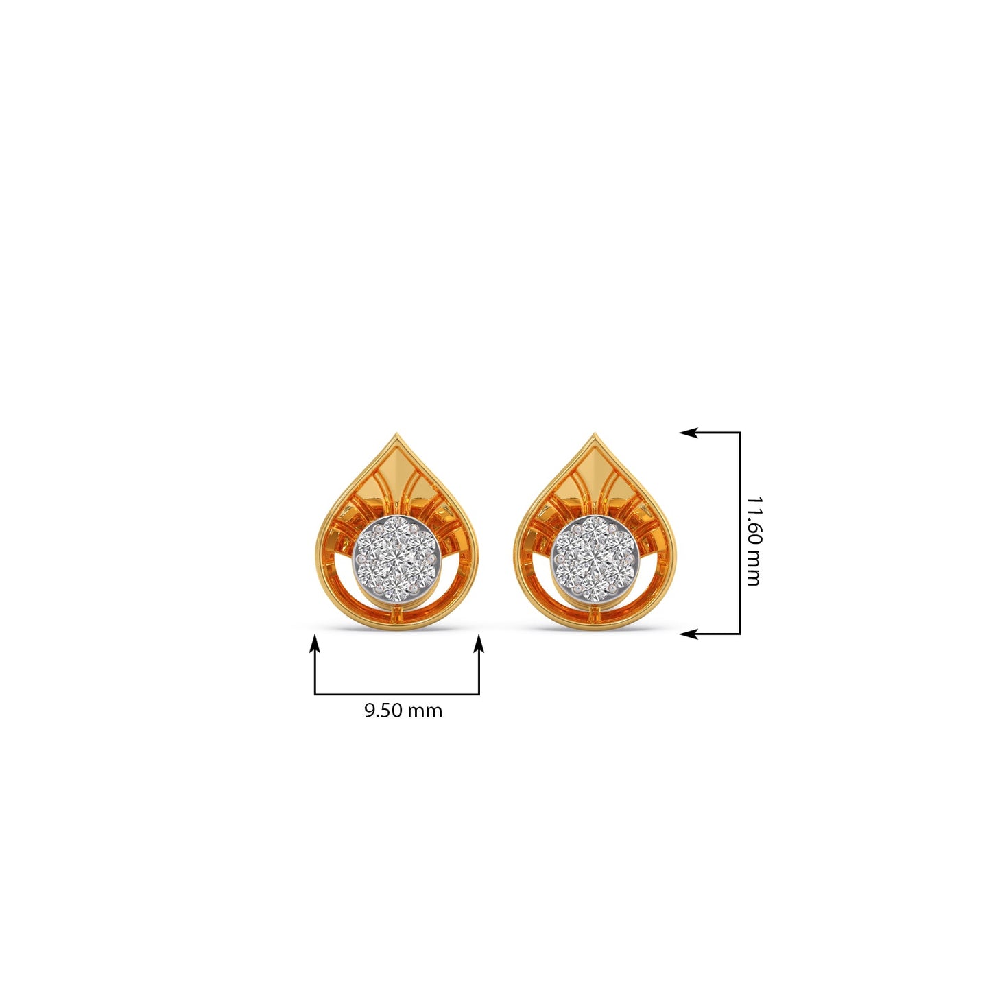 Cluster Drop Diamond Stud Earrings