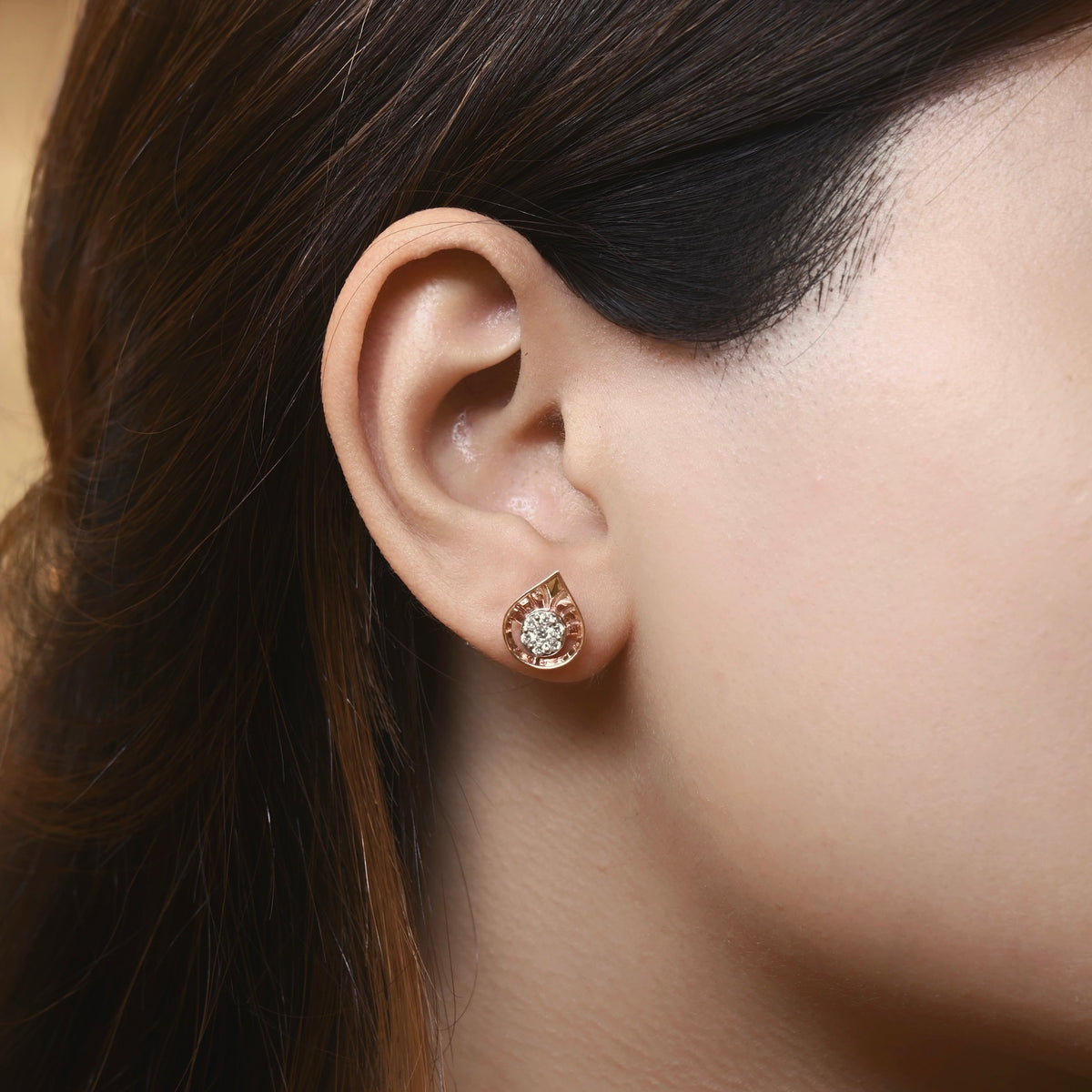 Cluster Drop Diamond Stud Earrings