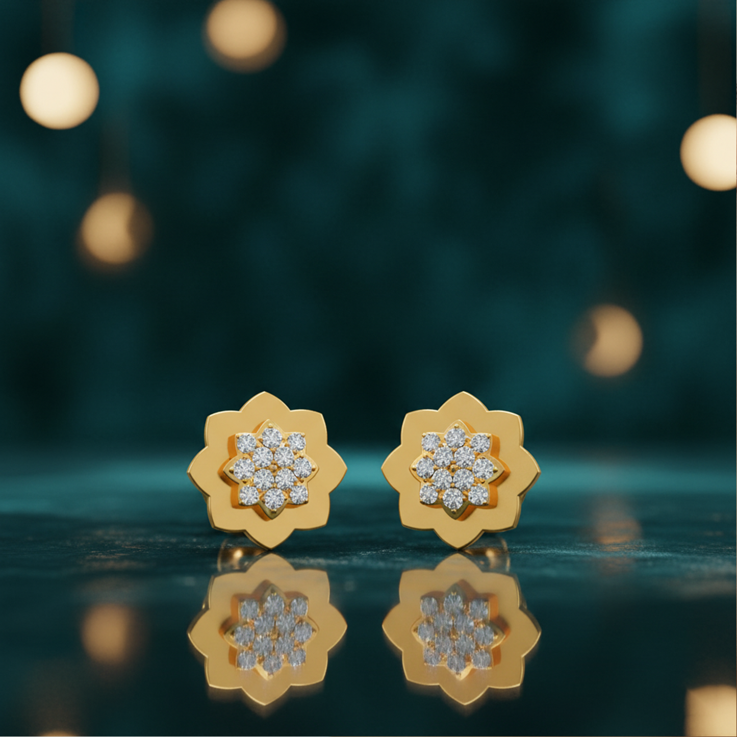 Rosette Diamond Stud Earrings