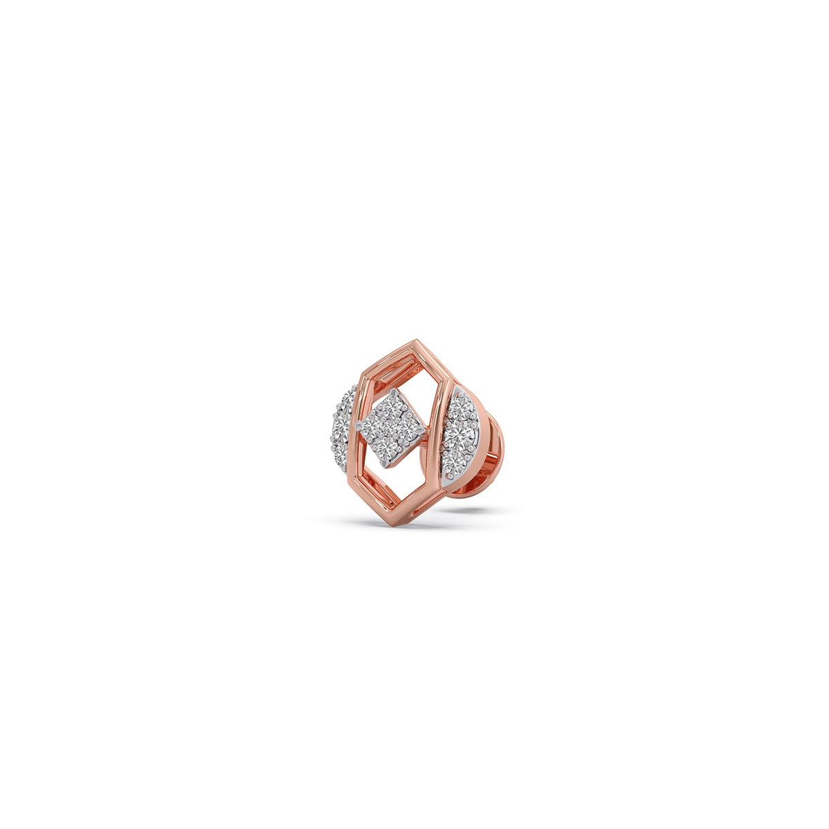 The Hex-Frame Round Diamond Stud Earrings