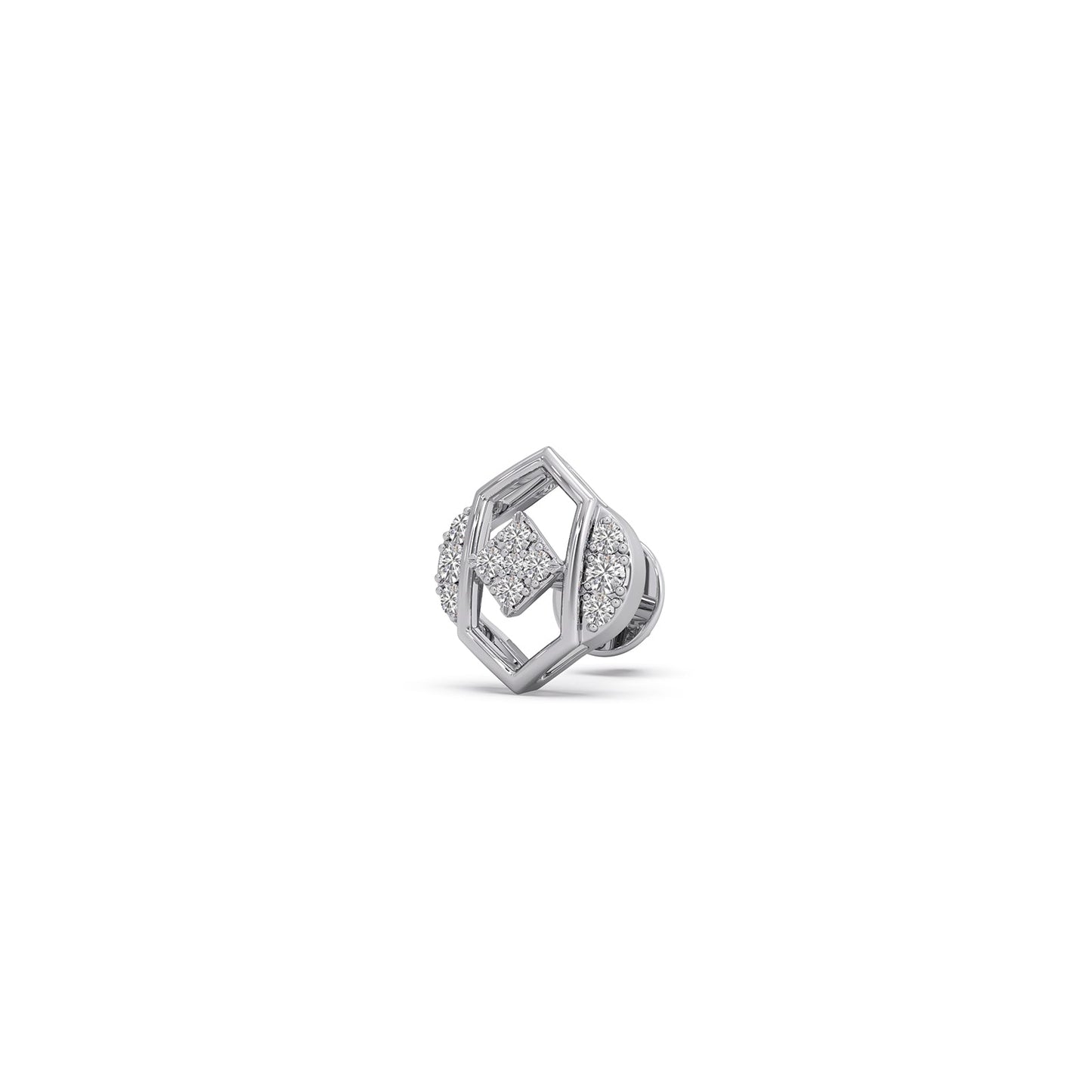 The Hex-Frame Round Diamond Stud Earrings