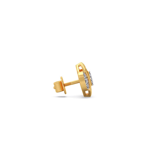 The Hex-Frame Round Diamond Stud Earrings
