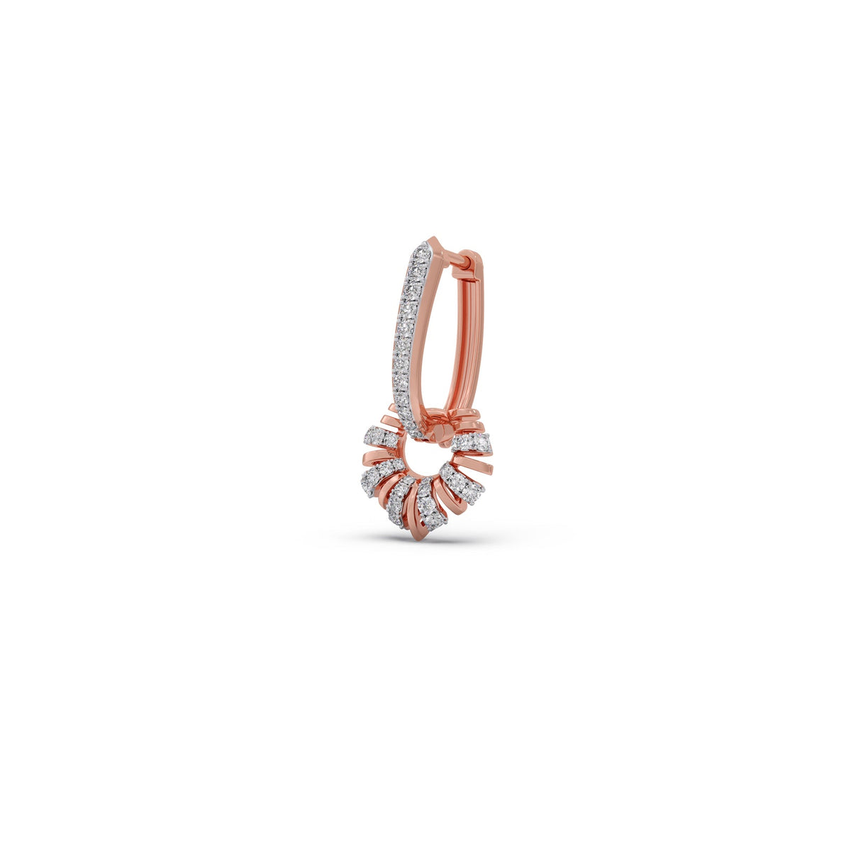 Sunburst Fan Diamond Hoop Earrings