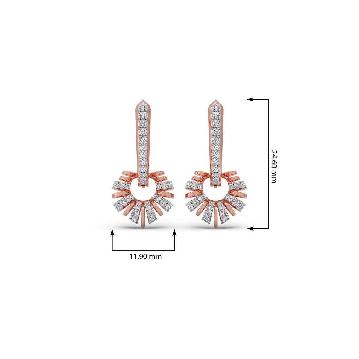 Sunburst Fan Diamond Hoop Earrings