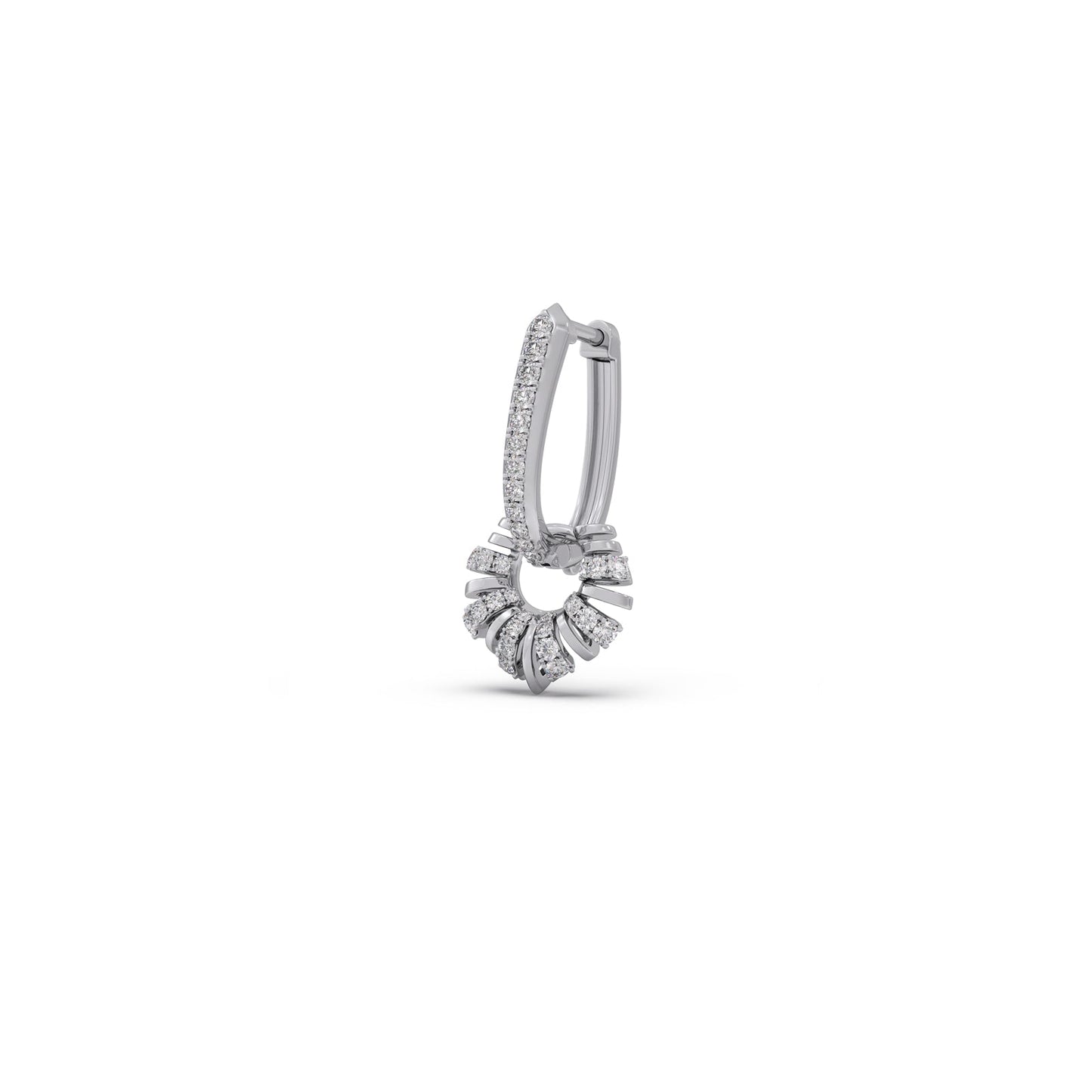 Sunburst Fan Diamond Hoop Earrings