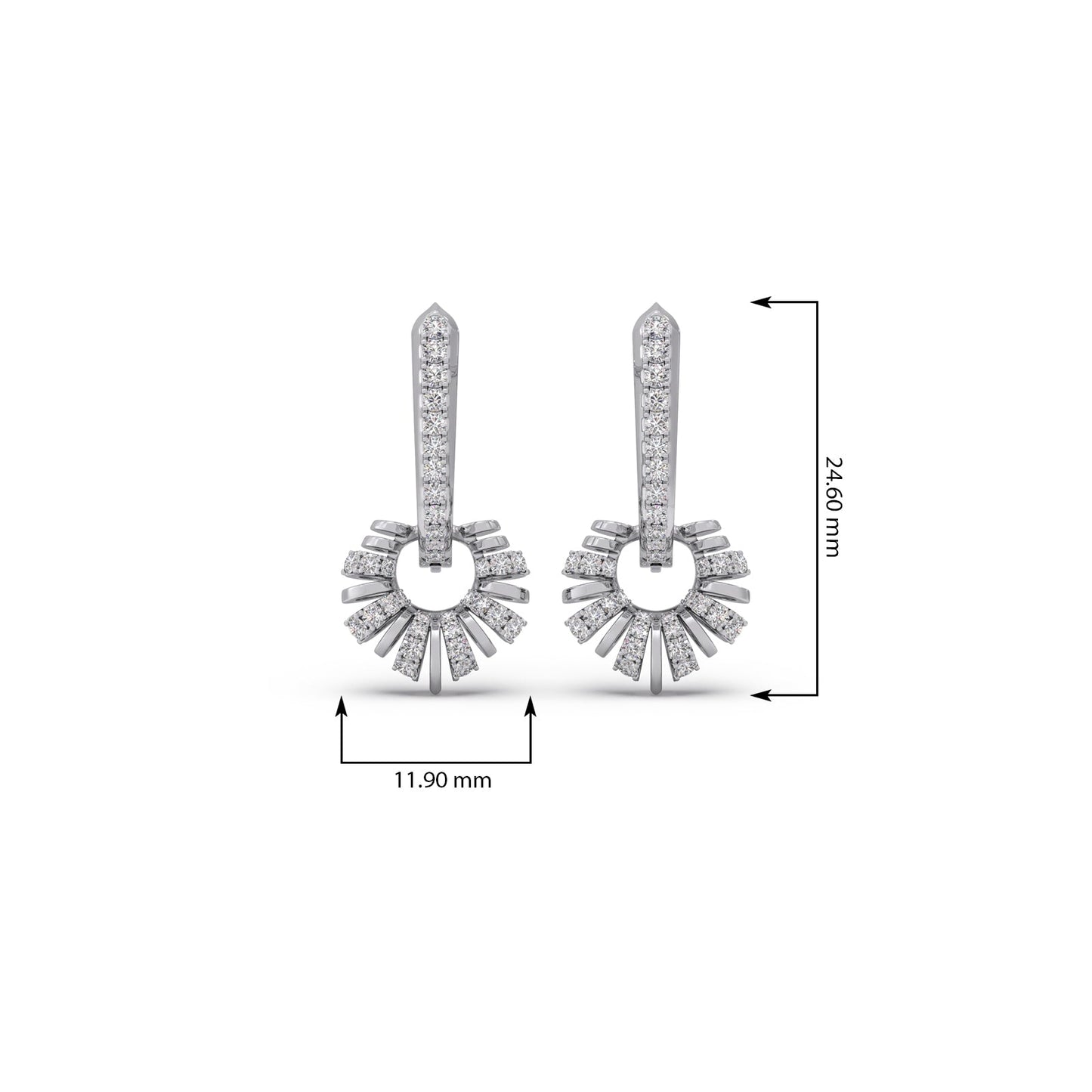 Sunburst Fan Diamond Hoop Earrings
