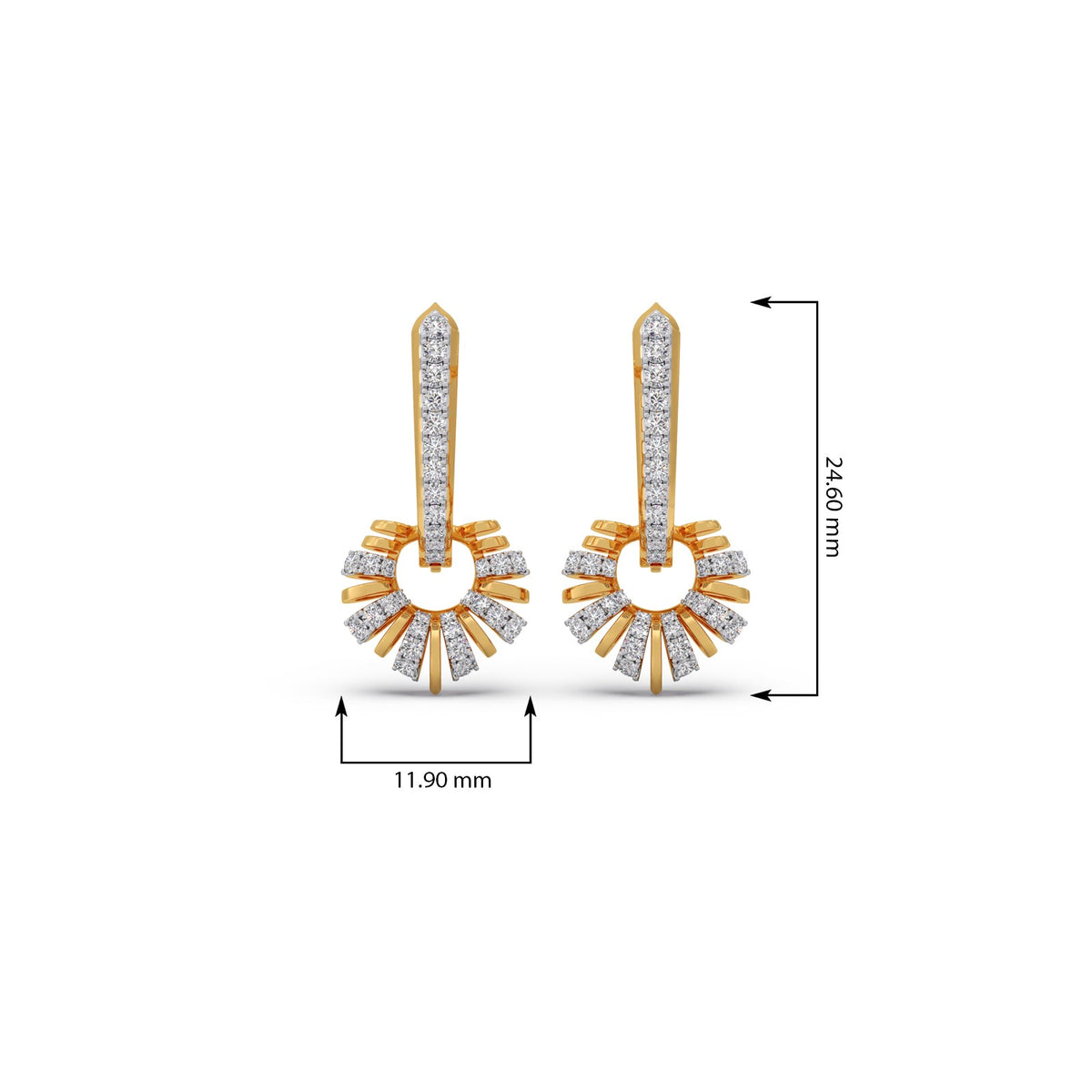 Sunburst Fan Diamond Hoop Earrings