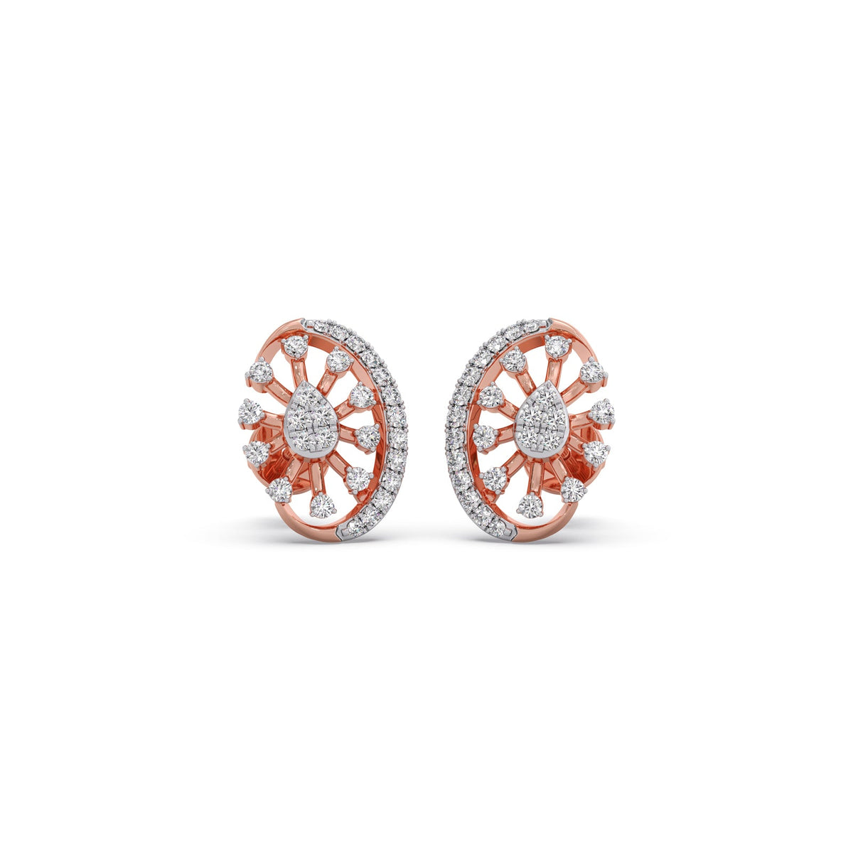 Flare Sunburst Diamond Stud Earrings