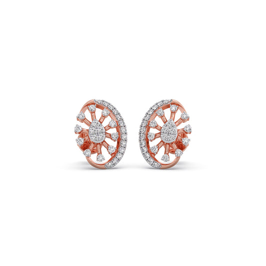 Flare Sunburst Diamond Stud Earrings