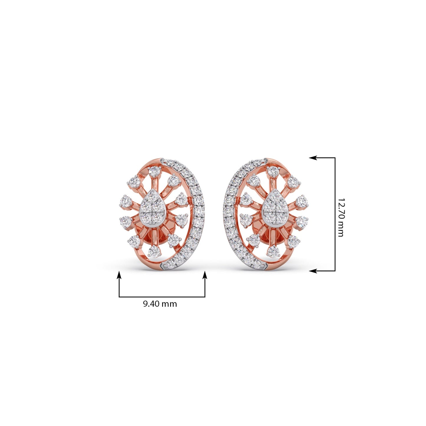 Flare Sunburst Diamond Stud Earrings
