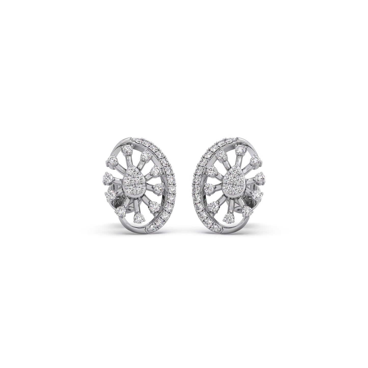 Flare Sunburst Diamond Stud Earrings