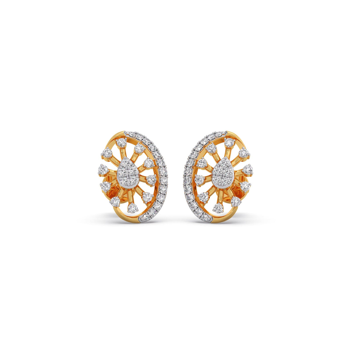 Flare Sunburst Diamond Stud Earrings