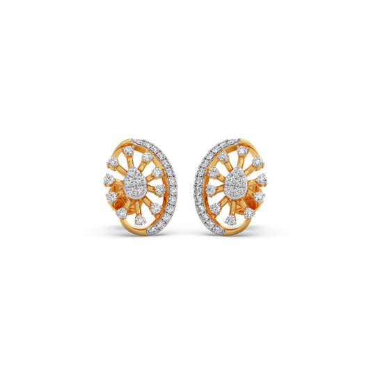 Flare Sunburst Diamond Stud Earrings