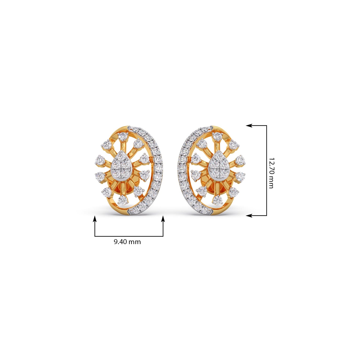 Flare Sunburst Diamond Stud Earrings