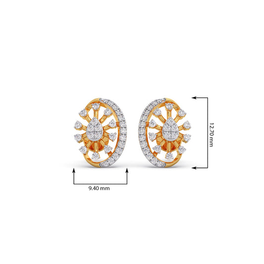 Flare Sunburst Diamond Stud Earrings