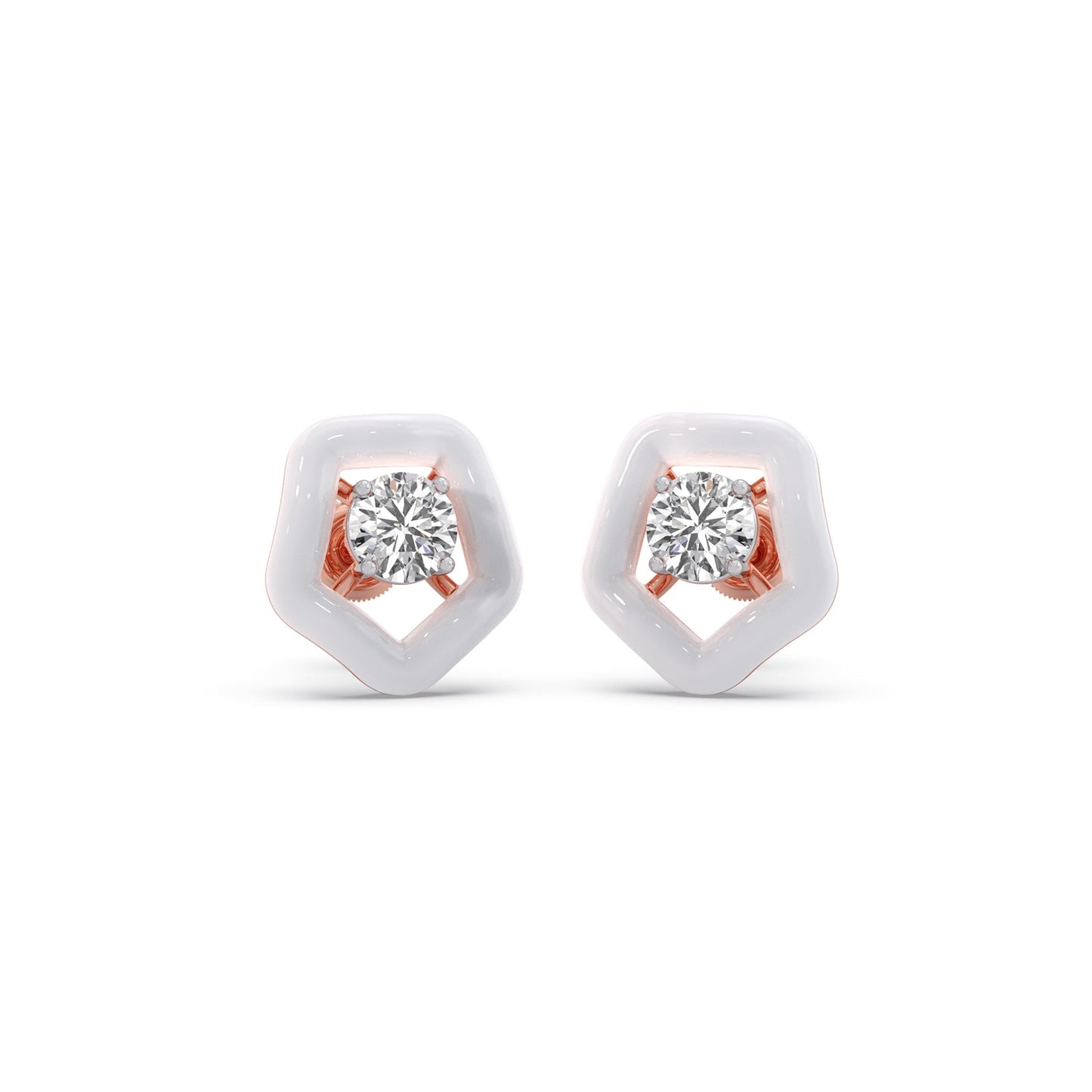 Cotton Candy Solitaire Pebble Diamond Stud Earrings