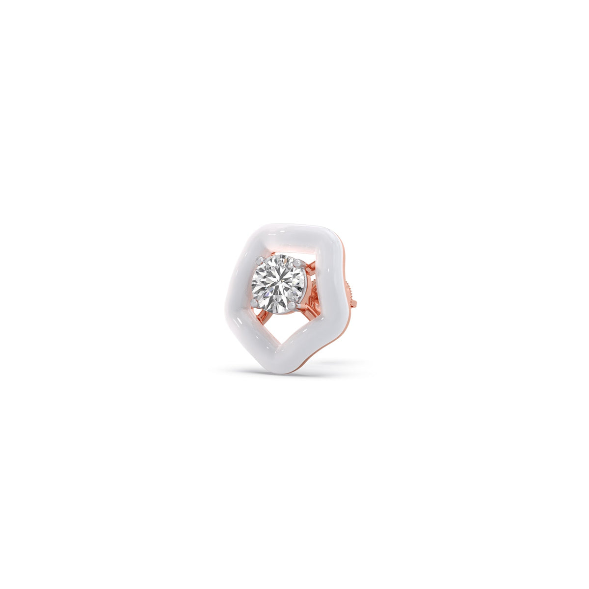 Cotton Candy Solitaire Pebble Diamond Stud Earrings