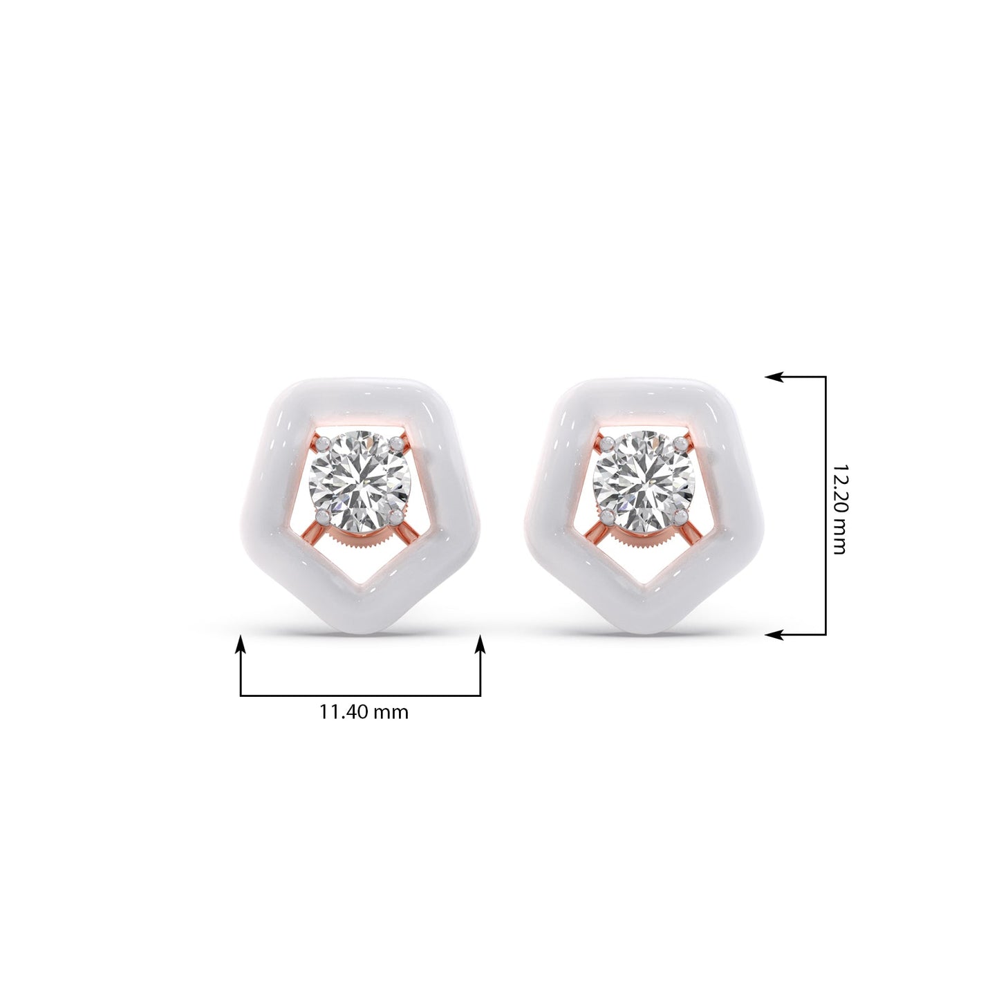Cotton Candy Solitaire Pebble Diamond Stud Earrings