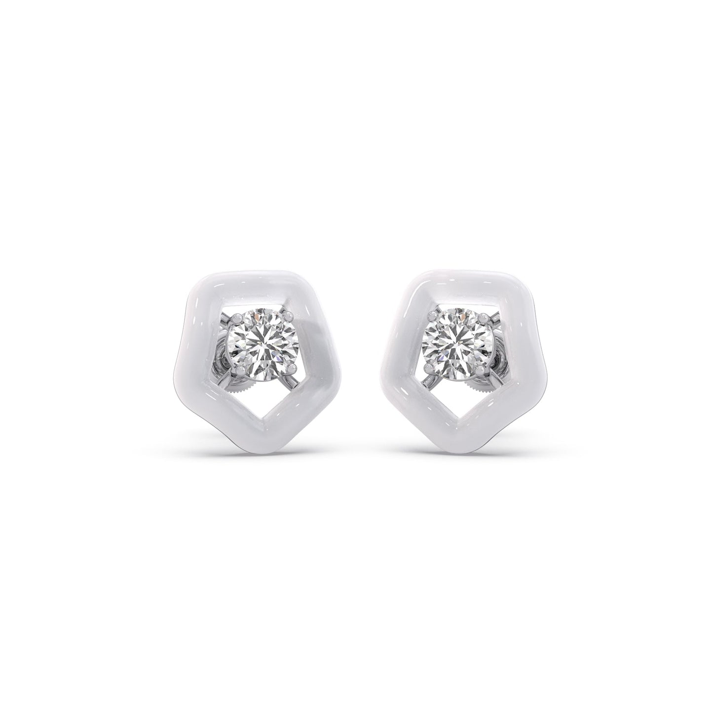Cotton Candy Solitaire Pebble Diamond Stud Earrings